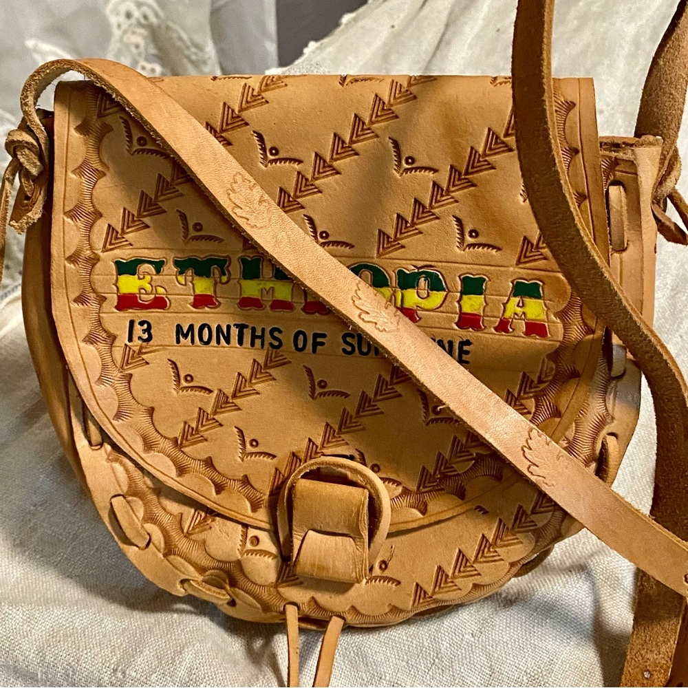 New Ethiopia tooled leather cross/body bag 13 months of summer